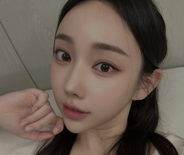 리얼 셀피 2 — 볼에 손을 댄 여성 셀카